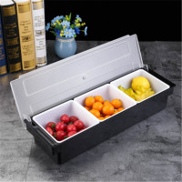 吧台调料盒 奶茶店三格四格五格六格果盒 水果保鲜盒 调味盒带盖 三格果盘