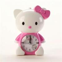 卡通哈巴狗兔子音乐打铃懒人静音夜光闹钟学生老人闹表马蹄表 KT粉