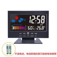 创意夜光桌面台钟电子钟家用温湿度计天气显示贪睡学生闹钟静音[11月17日发完] 主图黑色电池款 [只能装电池使用]