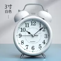 学生儿童床头创意小闹钟可爱卡通静音简约卧室迷你超大声台钟闹表 3寸白色1