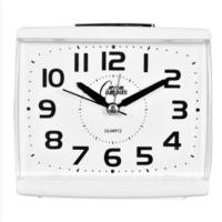 康巴丝闹钟简约超大字体创意床头钟扫描静音老人学生时钟马蹄闹铃 白色 2335