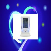 [送3节电池]LED电子钟简约闹钟音乐闹钟日期温度计时器夜光灯表 时尚简约*白色蓝光-ioi-* 倒计时温度闹铃ABS材