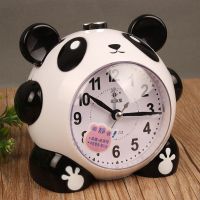 创意可爱卡通简约学生闹钟儿童卧室静音床头闹钟贪睡懒人夜视灯表 北极星熊猫懒虫语音铃声