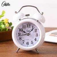 闹钟床头静音扫描学生用带夜灯打铃超大声音金属复古卧室钟表时钟 3寸白色630