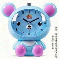 可爱卡通闹钟儿童学生卧室静音夜灯贪睡会说话双闹铃电子小闹钟表 升级款小熊蓝色