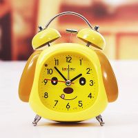 创意静音时尚卡通金属打铃学生儿童床头卧室超大声小闹钟夜灯台钟 小狗黄色