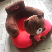 卡通安全带婴幼儿沙发椅防摔可拆洗儿童小沙发懒人榻榻米餐椅护垫 深棕布朗熊 普通款