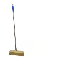 家用猪鬃扫把扫地除毛发灰尘笤帚扫把单个软毛木地板长毛长杆地刷 一体不锈钢杆笤帚29cm大头