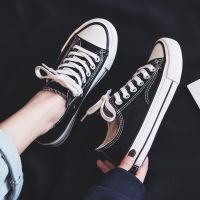 2021年春季新款帆布鞋女鞋韩版百搭黑色布鞋休闲ulzzang小白板鞋 黑色(帆布鞋) 标准尺码 35