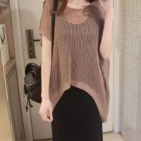 套装夏季遮肚子藏肉镂空衫连衣裙女防晒衣微胖妹妹大码宽松两件套 卡其单件上衣[不含内搭] M码[80-100斤]