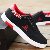 帆布鞋男夏季透气老北京布鞋韩版潮流百搭板鞋懒人小白鞋休闲潮鞋 8608黑红 44