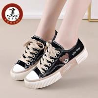 PLOVER啄木鸟小熊帆布鞋女学生韩版原宿风板鞋新款刺绣ins潮布鞋 黑色[低帮] 35