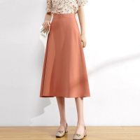 半身裙女夏中长款高腰2021新款雪纺a字裙垂感气质伞裙百褶裙长裙 焦糖色后腰松紧 S