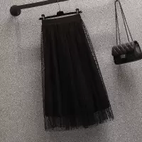 2021夏季新款大码女装胖妹妹显瘦减龄时尚蕾丝衬衫半身裙两件套装 黑色半身裙 S