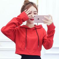 (上衣+半身裙)秋冬显瘦套装裙女新款宽松时尚开叉半身裙两件套女 单卫衣红色(不加绒) S