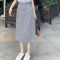 春季赫本轻熟风职业半身裙两件套装女装2021年夏休闲时尚洋气减龄 格子半身裙 M 96-105斤