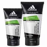 阿迪达斯Adidas男士护肤劲透控油炭爽洁面膏洁面乳套装 阿迪达斯男士洁面乳