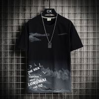 短袖t恤男中国风潮流潮牌体恤ins休闲宽松半袖t恤男装夏季上衣服 811黑色[单件] M码[75-95斤]