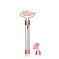 瘦脸仪滚轮按摩器树脂 玉石电动瘦脸神器小V脸提拉紧致双头美容仪 银色[送一个头]