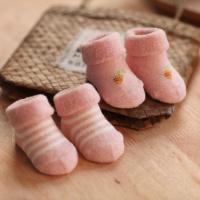 新生婴儿袜子0-3-6个月男女宝宝棉袜加绒加厚冬季卡通毛圈保暖袜9 胡萝卜2双装 适合0-6个月(7-9cm)