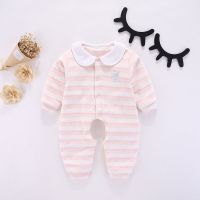 婴儿冬装保暖加厚哈衣连体衣新生儿宝宝冬季外出服男女宝宝棉衣服 纯棉9007薄棉粉色 59