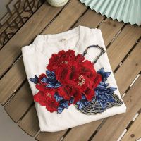 (需手缝)中国风大小号彩色国花牡丹花补丁贴diy手工服装贴花修补 型号:国花牡丹 颜色:大红色 小花(需手缝)长13CM