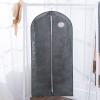 衣服防尘罩衣柜透气挂式收纳袋放大衣棉袄西服罩子透明防尘袋家用 灰色 中号60*100CM