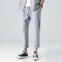 棉麻九分裤男士夏季大码唐装裤子中国风直筒裤休闲亚麻透气阔腿裤 灰.色 九分裤K13 M