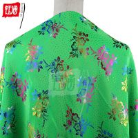 钰涵少数民族苗族服装布料新款 印花高丝宝加点裙子布料幅宽1.5米 绿底彩花小点