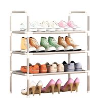 鞋架简易家用组装多层布鞋柜宿舍门厅鞋子收纳架防尘收纳简约鞋柜 无外罩三层带扶手