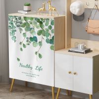 柜子遮挡帘橱柜鞋柜置物架防灰尘门帘防油免打孔魔术贴遮丑布挂帘 尤加利叶 柜子宽40*高70cm