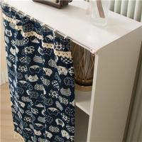 橱柜门帘免打孔柜子遮挡帘可移动衣柜置物架防尘帘轨道式鞋架帘子 黑猫 35cm宽(65cm高)含轨道