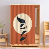 开放式衣柜轨道式遮挡帘门帘粘贴衣帽间柜子杂物架书柜鞋柜防尘帘 SKU-01 定制尺寸图案联系客服一体式