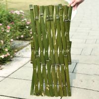 竹篱笆伸缩栅栏竹片篱笆庭院户外围墙护栏花园栏杆竹子网爬藤支架 青竹 高40*宽200CM拉伸尺寸送立柱