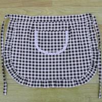 半围裙半身围腰厨房单双层防水防污花边半截时尚女可爱家用短款 黑色格子单层 均码