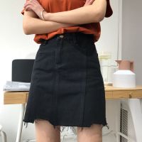 大码半身裙女夏高腰显瘦A字包臀裙2020黑色牛仔裙胖mm短裙韩版潮 237黑色[不带安全裤] S 建议80-95斤