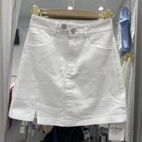 2021年夏季新款牛仔短裙女学生小个子设计感小众高腰a字半身裙ins[15天内发货] 白色 XL [建议115-125斤
