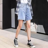 [清仓]黑色女短裙2021新款黑色裙子女休闲百搭短裙裙裤显瘦女裙 牛仔蓝 M 建议100-120斤