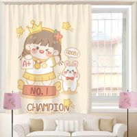 原创ins卡通魔术贴窗帘布免打孔小短帘子宿舍遮光简易居家遮阳布 冠军[送魔术贴] 宽50x高70cm[送绑绳]