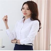 职业女套装裤裙装衬衣正装上衣白衬衫高腰西裤女春秋短裙工装加绒 白色衬衫长衫 不加绒 S 80斤左右