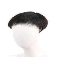 假发男头顶补发片一片式平头地中海中老年男士真人发丝秃顶自然黑 13*14