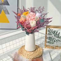 永生花真花轻奢ins风高级香皂玫瑰干花花束卧室客厅摆设装饰摆件 A736花束(不含瓶)