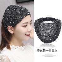 宽边发带女遮白发头箍韩国甜美森女系洗脸压发头巾头套发箍头饰女 碎花款 黑色