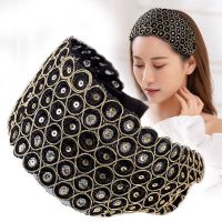 宽发卡韩版发饰遮白发发带宽边盖碎发洗脸头巾透气百搭头套 金光闪闪-黑色
