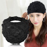 发带遮白发发箍头巾头套头箍束发带压发遮碎发夏季韩版简约外出女 桃花黑色无订珠