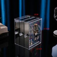 耳环耳钉耳饰项链首饰收纳盒透明大容量发饰手饰品梳妆台展示架子 3抽饰品盒黑色