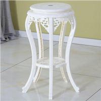 仿实木塑料花架客厅落地式欧式多层花架绿萝吊兰阳台单个花架子 典雅白45厘米高