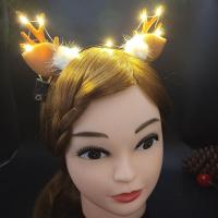 新款发光头饰鹿角头箍圣诞节鹿角装饰头饰景区旅游配饰 1#模特暖白灯 自带电子发光