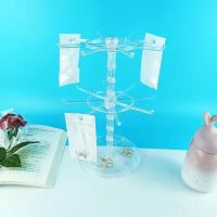 多功能旋转货架饰品首饰项链发圈置物架两层旋转地摊可拆卸货架子 2层透明 杆