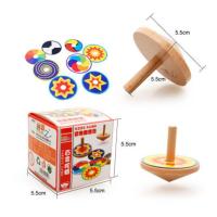 6个木质小手动旋转陀螺幼儿园男女孩子积木木头玩具益智怀旧解压 百变陀螺